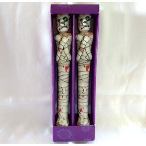 Russ HALLOWEEN Mummy Candles Pair 10.5" Holiday Taper Candles in Box Spooky NOS‎